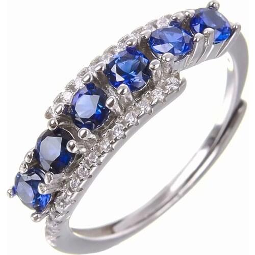 Natural real sapphire or emerald ring Per jewelry 3*3mm 0.15ct*7pcs gemstone 925 sterling silver Fine jewelry J210618