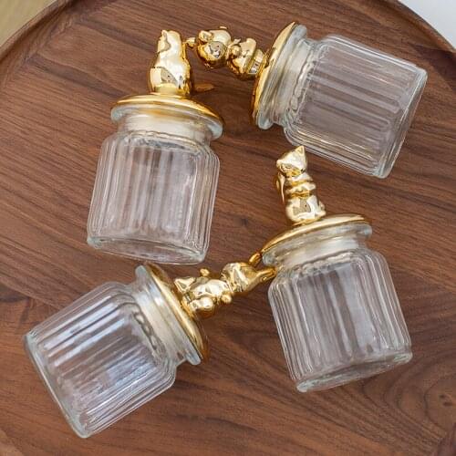 Creative Glass Tea Container Sealed Cans Candy Coffee Suger Tea Storage Jar Cute Snacks Tea Storage Boxes Food Caixa Storage Pot