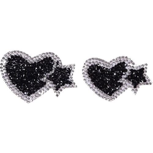 Cartoon Crystal Rhinestone Star Heart Diamond Patches Hot Fix Embroidered Sequin Appliques for Clothing Clothes DIY Patch