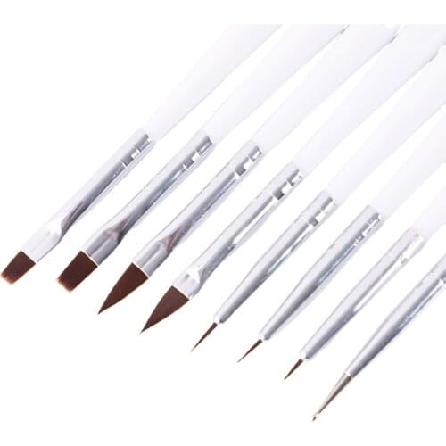 8pcs Set Zebra Pattern Nail Pen Painted Strokes and Flower Carved Acrylic UV Gel Extension Builder Rhinestone Painting Brush