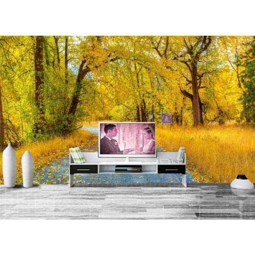 Custom 3D mural,papel de pared autumn Roads Trees Foliage Nature wallpaper,living room sofa TV wall children bedroom wall paper