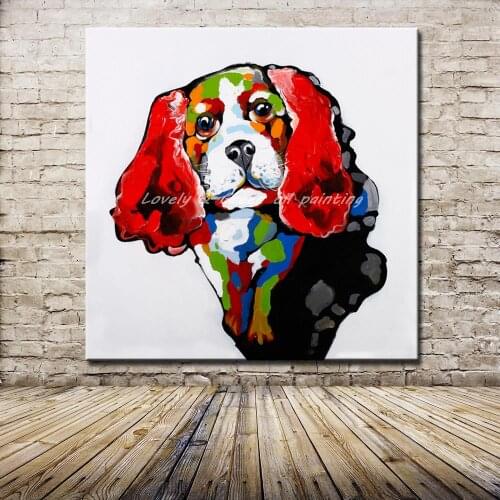 Mintura Large Size Wall Picture For Living Room Home Decoration Modern Abstract Canvas Art Hand Paintied Dog Animal Oil Painting