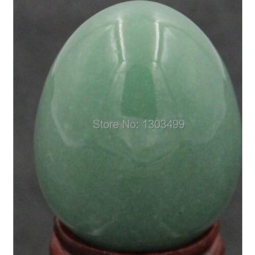 34x44MM Natural Gemstone Green Aventurine Sphere Egg Healing Reiki Crafts Stone Massage Finger Exercise