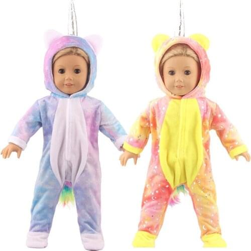 New Pattern Fashion Tie Dyed Fluorescent Unicorn Clothes Fit 18 Inch American 43cm Baby Doll Clothes Accessories,Girls Toys