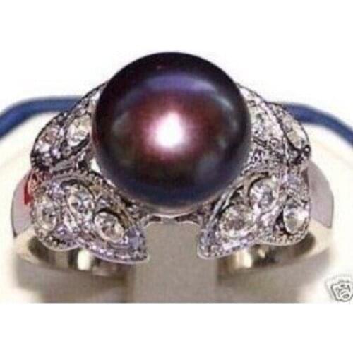 Wholesale FREE SIPP>NATURAL SEA BLACK PEARL BUTTERFLY SILVER RING Size: 6.7.8.9