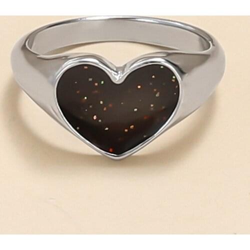 Punk Hippie Trinket Womens Rings Black Color Heart Cool Jewelry 2021 Trend Fashion Cool Hip Hop Finger Ornament