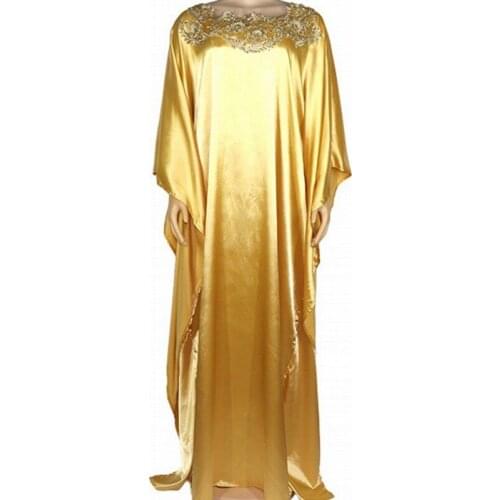 Abaya Muslim Dresses Women Appliques Splice Golden Smooth And Soft Fabric Gowns Robe 2021 New Islamic Ramadan Eid Dress Vestidos