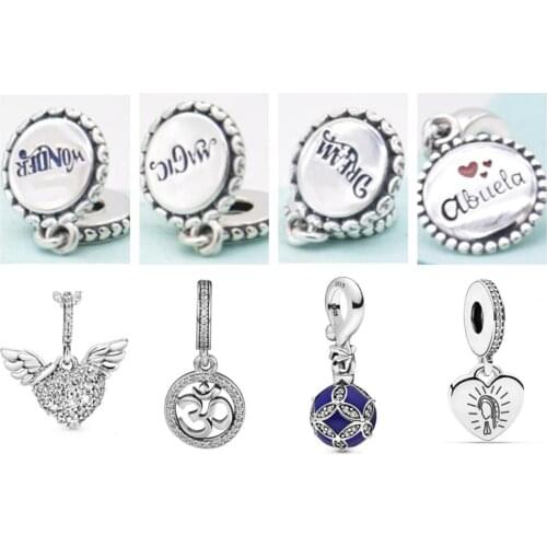 50 Original 925 Sterling Silver Charm Pendant Magic Academy Series Pendant Jewelry with Original Engraving Fit for DIY Bracelet
