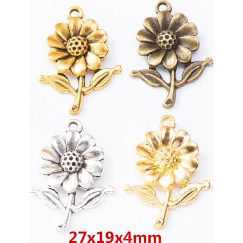 35 pieces of retro metal zinc alloy flower Pendant for DIY handmade jewelry necklace making 8126