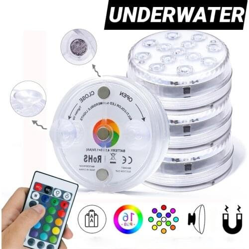 13 LED Light with Suction Cup 16-Colors Submersible for Outdoor Pond Fountain Vase Garden Swimming Pool Underwater Night Lamp