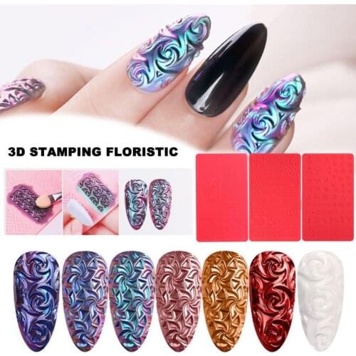 Embossed Patterns Nail Carving Mold 3D Silicone Relief Nail Art Decoration Accessories Manicure Tool Art Stamp