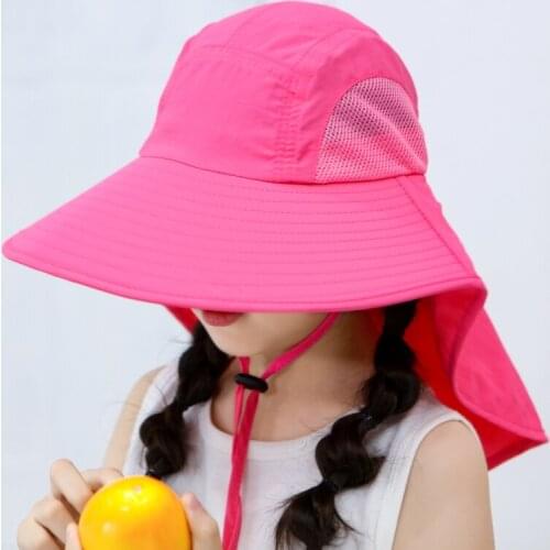 UPF 50+ Wide Brim Sun Hat Adjustable Summer Kids Cap for Boys Girls Travel Beach Swim Cap Kids Accessories