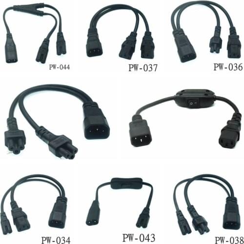 IEC 320 C14 Male Plug to 2XC13 C5 C7 C8 C13 Female Y Type Splitter Power Cord,C14 to 2ways C13 Power Adapter Cable 250V/10A