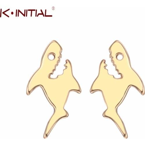 Kinitial Terrible Shark Earring studs Natural Ocean Animal King Earrings for Women Party Accessories Wholesale