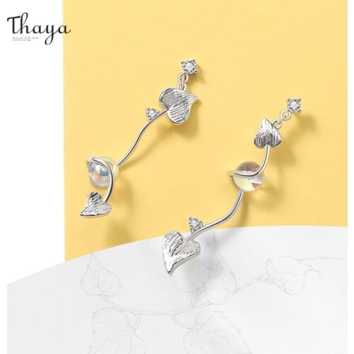 Thaya Women Earring Stud Silver Needles Tassel Colorful Crystal Eardrop Exquisite Earrings Dangle For Women Romatic Fine Jewelry