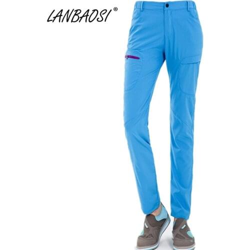 LANBAOSI Outdoor Sports Womens Hiking Pants Elastic Fabric Slim Fit Qucik Dry Anti-UV Waterproof Trekking Walking Trousers