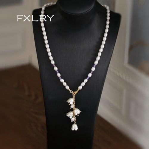 FXLRY Original Handmade Natural Pearl Lily Of The Valley Clavicle Chain Necklace For Women Jewelry