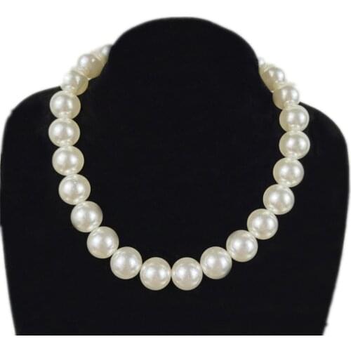 Wholesale Fashion Choker Necklace Big Pearl 18mm round women Imitation pearl necklace