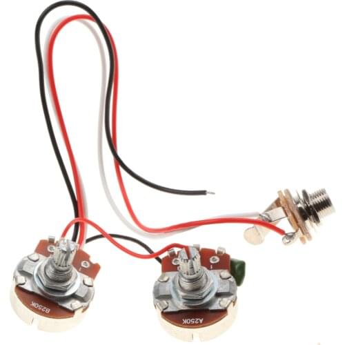 1 Set Bass Wiring Harness 250K 1V1T Jack for Precision Electric Bass Parts