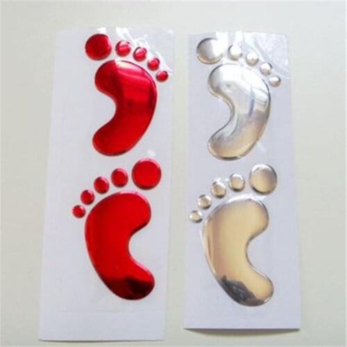 Car Sticker Cool Design 3D Foot Prints Footprint Decal Car Stickers Silver Gold Red