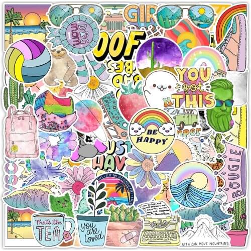 10/50/100Pcs Colorful Vsco Stickers Hydro Flask Water Bottle Vinyl Decal for DIY Laptop Cute Trendy Aesthetic Teen Girls Sticker