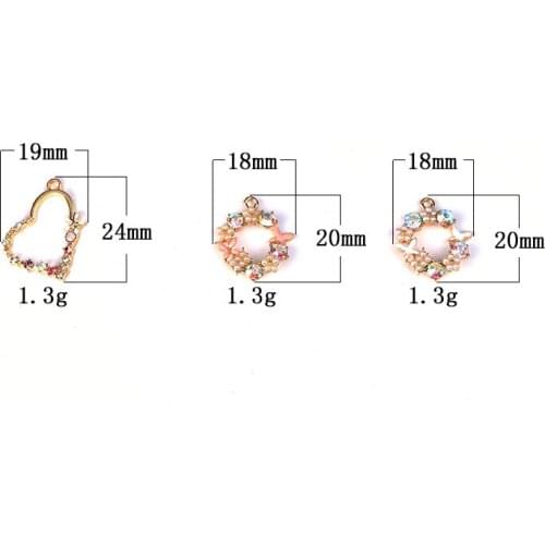 10pcs/lot Crystal Pearl Heart Rhinestone Dangle Handmade Charms Pendant DIY for Bracelet Necklace Bag