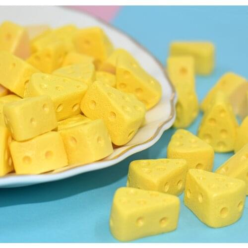 100pcs Cute Resin Cheese Flatback Cabochon Simulation Fake Food DIY Phone Decor Miniature For Dolls Accessories Kitchen Play Toy