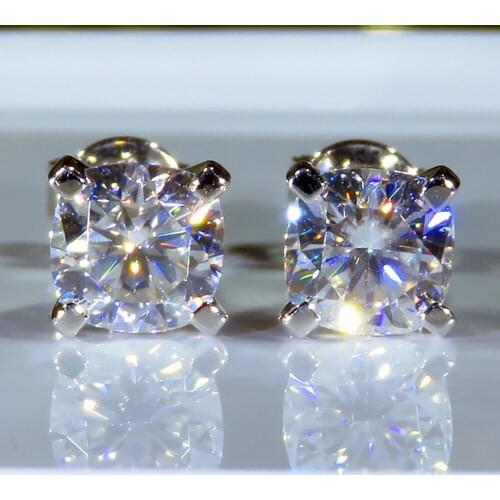 14K Au585 White Gold Women Stud Earrings Moissanite Diamonds 2 Carat Cushion Square Wedding Party Engagement Anniversary Trendy