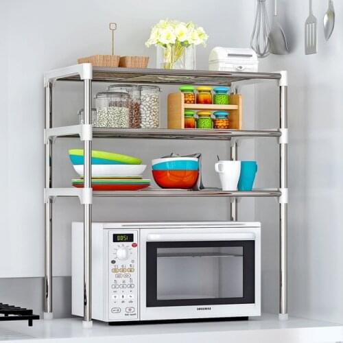 2-Tier/3-Tier Microwave Shelf Rack Kitchen Shelf Spice Organizer Kitchen Storage Rack Bathroom Organizer Shelf Book Shoes Shelve