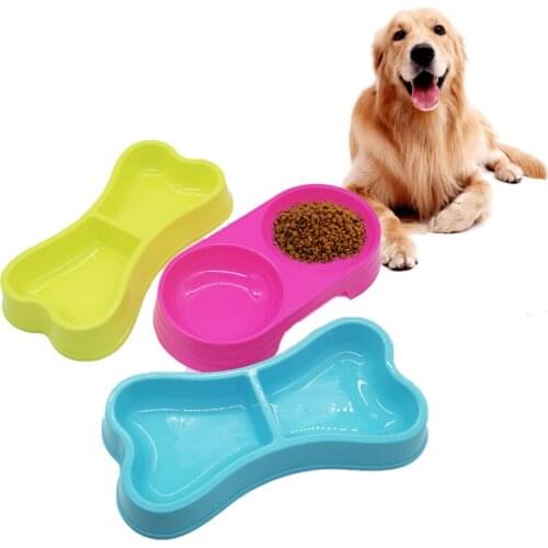 2 in 1 Plastic Pet Double Bowls Creative Easy To Clean Bowl Pet Food Water Feeder Dog Cat Bowl Pet Feeding Supplies