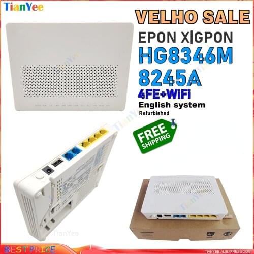 5pcs 10pcs/Lot Free shipping Refurbished Huawei HG8346M 8245A 4FE+2POTS+WiFi EPON GPON XPON wifi ONU FTTH Eng OS Mordem Router