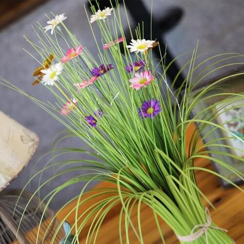 59cm Artificial Plants with LED String Silk Flower Daisy Gerbera Fake Leaves Onion Grass For Living room Wedding Garden Decor