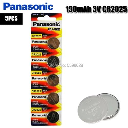 5pcs Original PANASONIC cr2025 Button Cell Batteries For digital camera camcorder Watch Calculator Weight Scale 3V Lithium cell