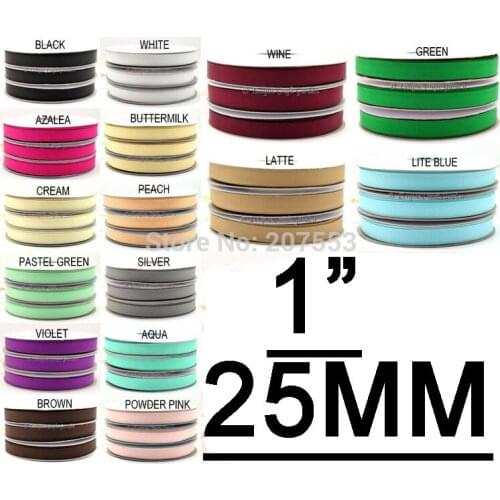 Free Shipping 1" Inch (25mm) Solid Color Grosgrain Ribbon Tape Clothing Accessories Cards Ribbon