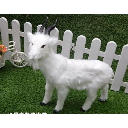 Large 40x40cm simulation goat polyethylene&real furs white sheep model handicraft prop,home decoration Xmas gift w1489