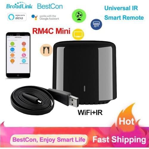 Broadlink BestCon RM4C Mini Universal Smart Remote Wifi IR Smart Home Remote Control TV Air Conditioner Via Broadlink APP Alexa