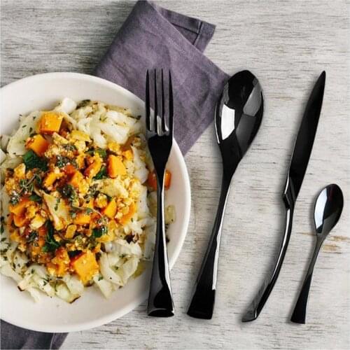 4/8/16/24pcs Black cutlery Restaurant Dinnerware Knife Fork Dinnerpoon Teaspoon Stainless steel Dinnerware set Black Cutlery