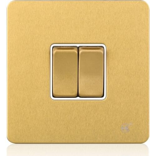 Cognag Stainless Steel 10AX 2 Gang 1 Way British Standard Wall Switch Light Switch Plate high quality