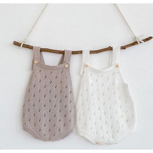 Baby Knitwear Bodysuit Autumn New Hollow Out Strap Baby Girls Boys Sleeveless Overalls Infant Kids Triangle Jumpsuit Outfits