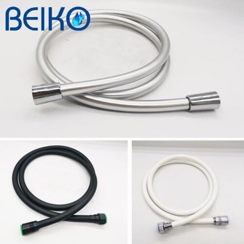 1.5M PVC Handheld Shower Hose Flexible Anti Winding High Pressure Black White Silver Universal Interface Hose Bathroom ASSY