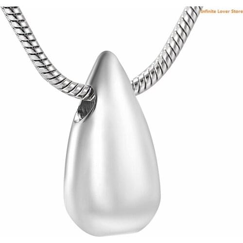 IJD11944 High Polished Small Teardrop Cremation Urn Necklace for Human Ashes,Engraveable Cremation Necklace Teardrop