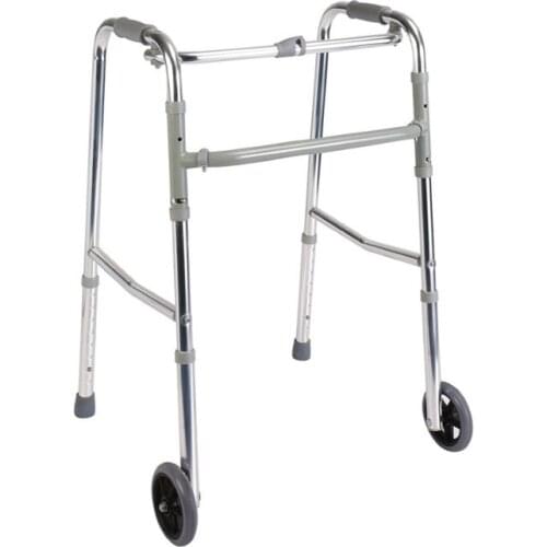 The aluminum alloy belt wheel can fold the disabled disabled walking aid four-foot crutch with light weight