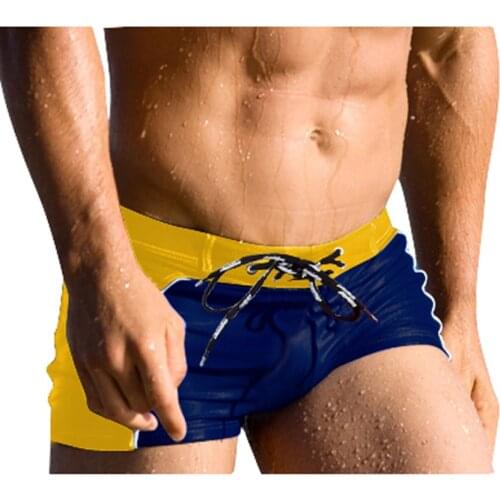 Austinbem Brand Sexy Men Swimwear Swimsuits New Low Waist Mens Swimming Trunks Patchwork Beach Surf Mens Swim Boxer Shorts