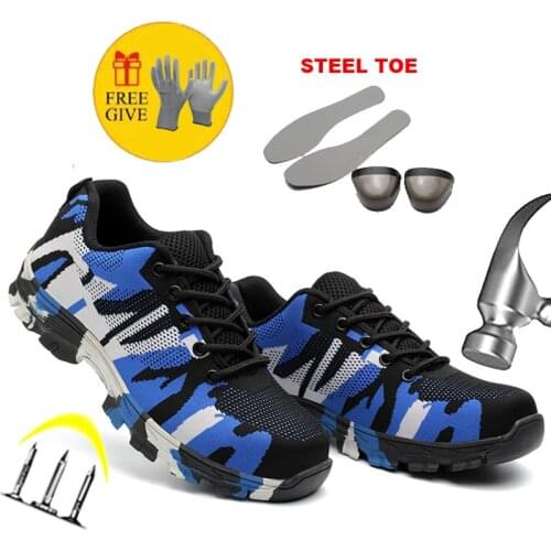 NMSafety Big Size Safety Shoes Men Work Boots Camouflage Steel Toe Boots Men Outdoor Work Shoes Air Mesh Safety Boots