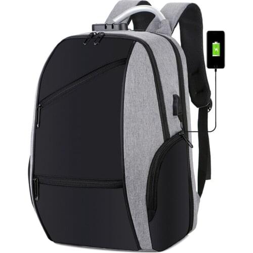 Anti Theft Backpack Men Code Lock Oxford Black Large Capacity Casual Bagpack Male