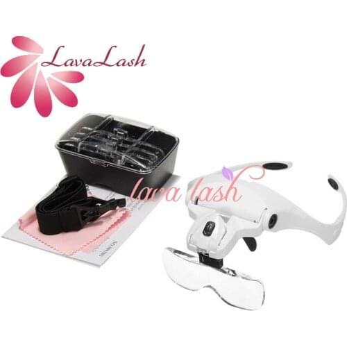 Free Shipping 1X 1.5X 2X 2.5X 3.5X Watch and Clock Repairing Dental Loupes Eyelash Extensions Headband 2 LED Magnifying Glasses