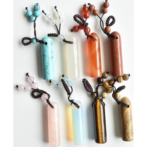 Wholesale 8pcs/lot 2020 new fahsion high quality natural stone mix Cylinder shape Pendants for jewelry marking free shipping