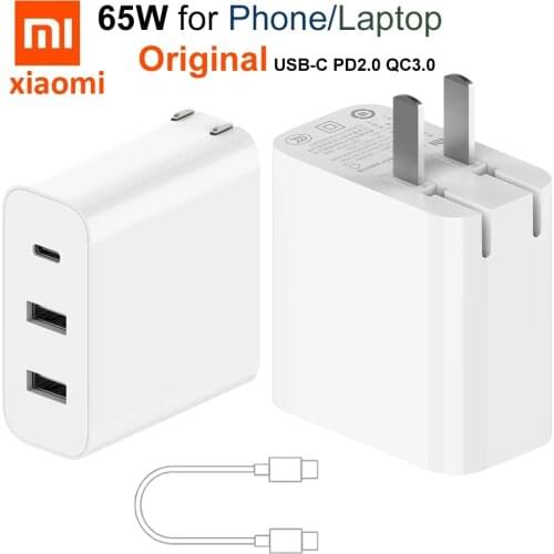 Original Xiaomi 65W charger Mi 65w USB-C Quick Charge Type-C PD 2.0 QC3.0 For iPhone 12 Pro Max Macbook air Asus,lenovo,HP, DELL