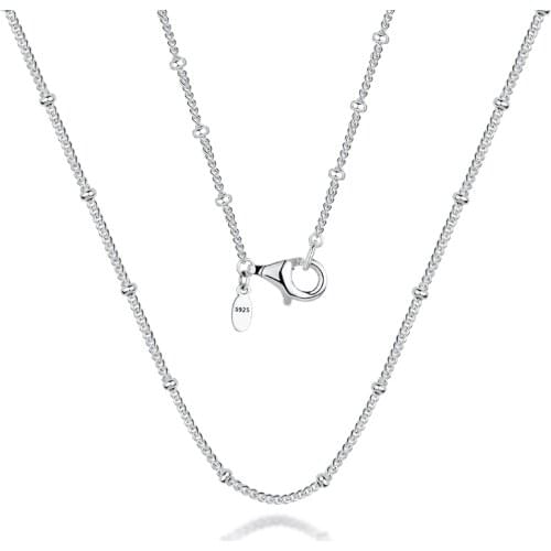 Necklace Silver 925 Jewelry Beaded Necklace Chain for Women Gift Real 925 Sterling Silver Collares free shipping N071