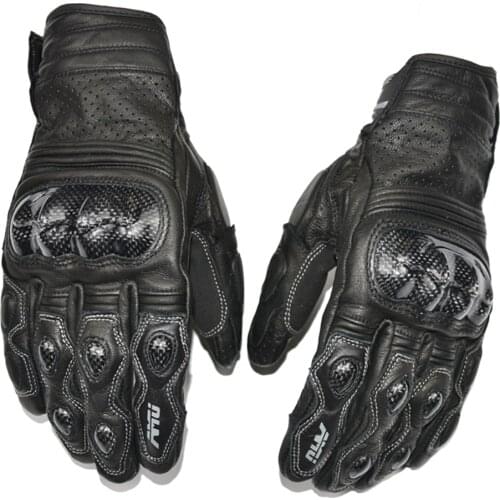 Motorcycle Gloves Real Leather Moto Waterproof Gloves Protective Gears Touch Function Motocross Gloves Gants De Moto Black
